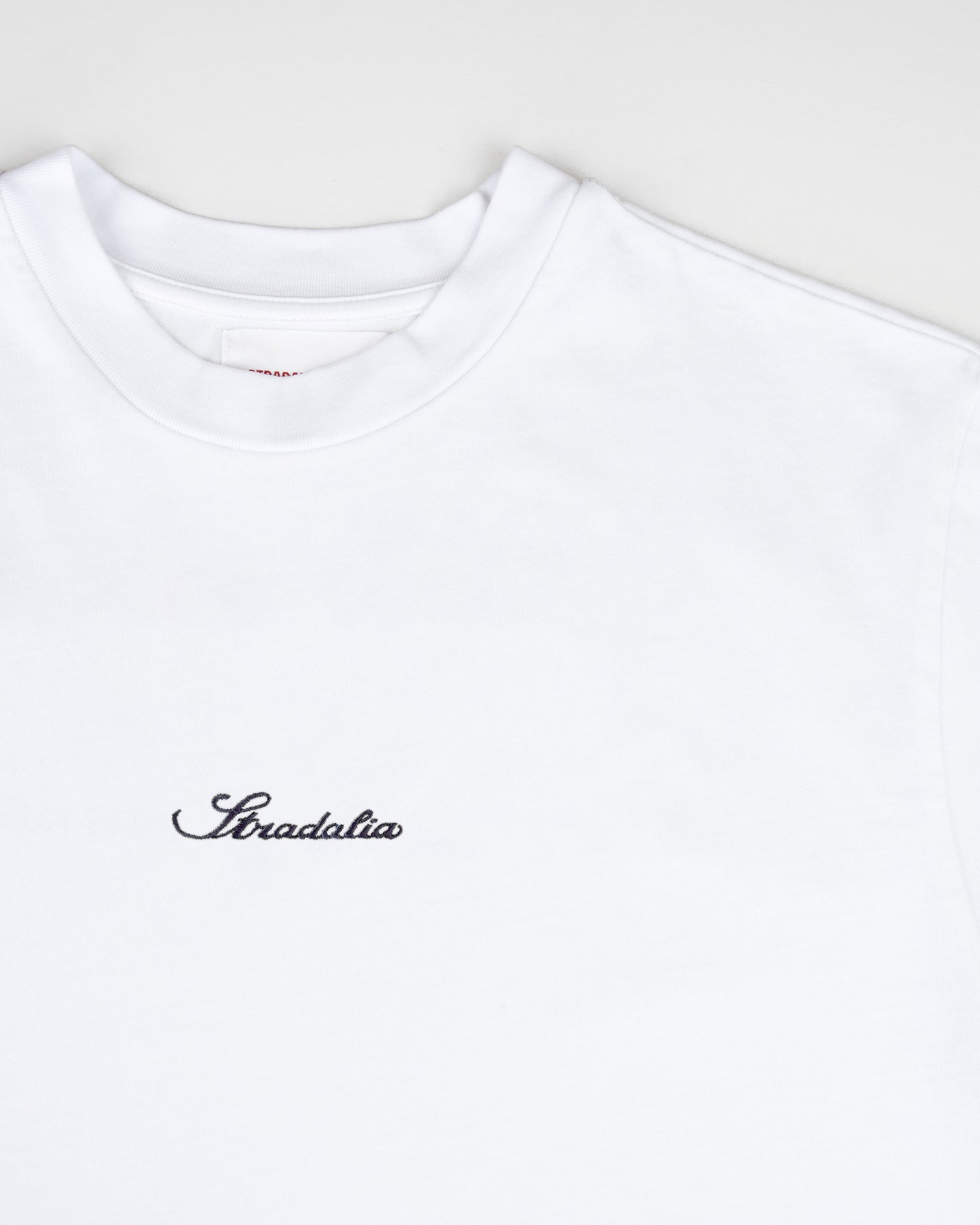 Script Logo White Embroidered Tee