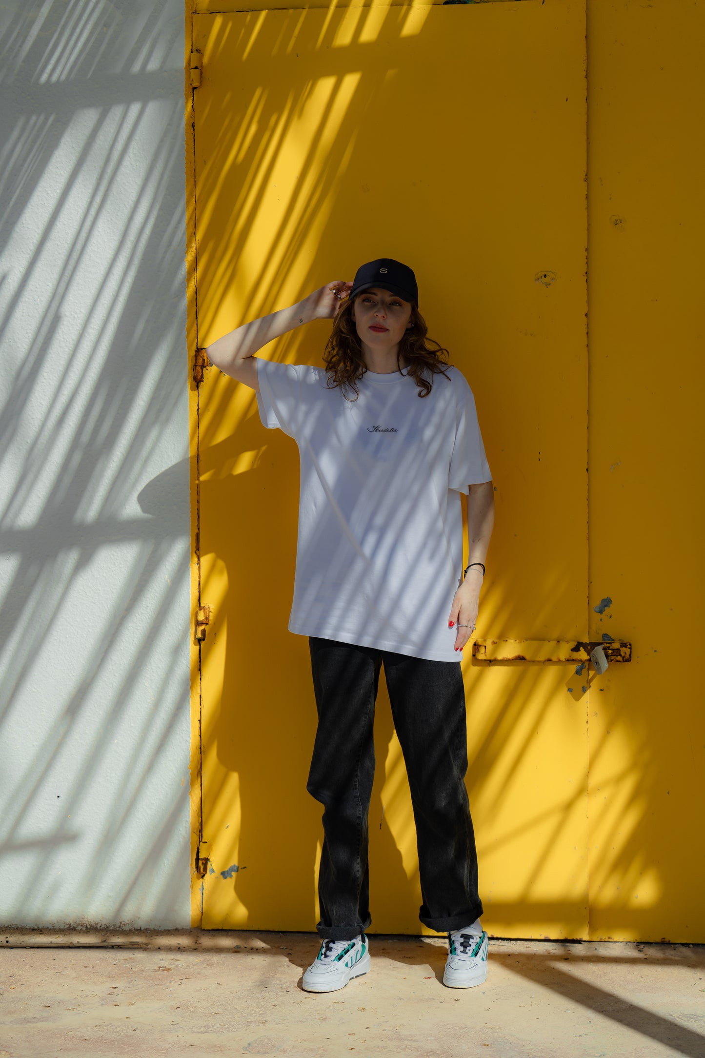Script Logo White Embroidered Tee