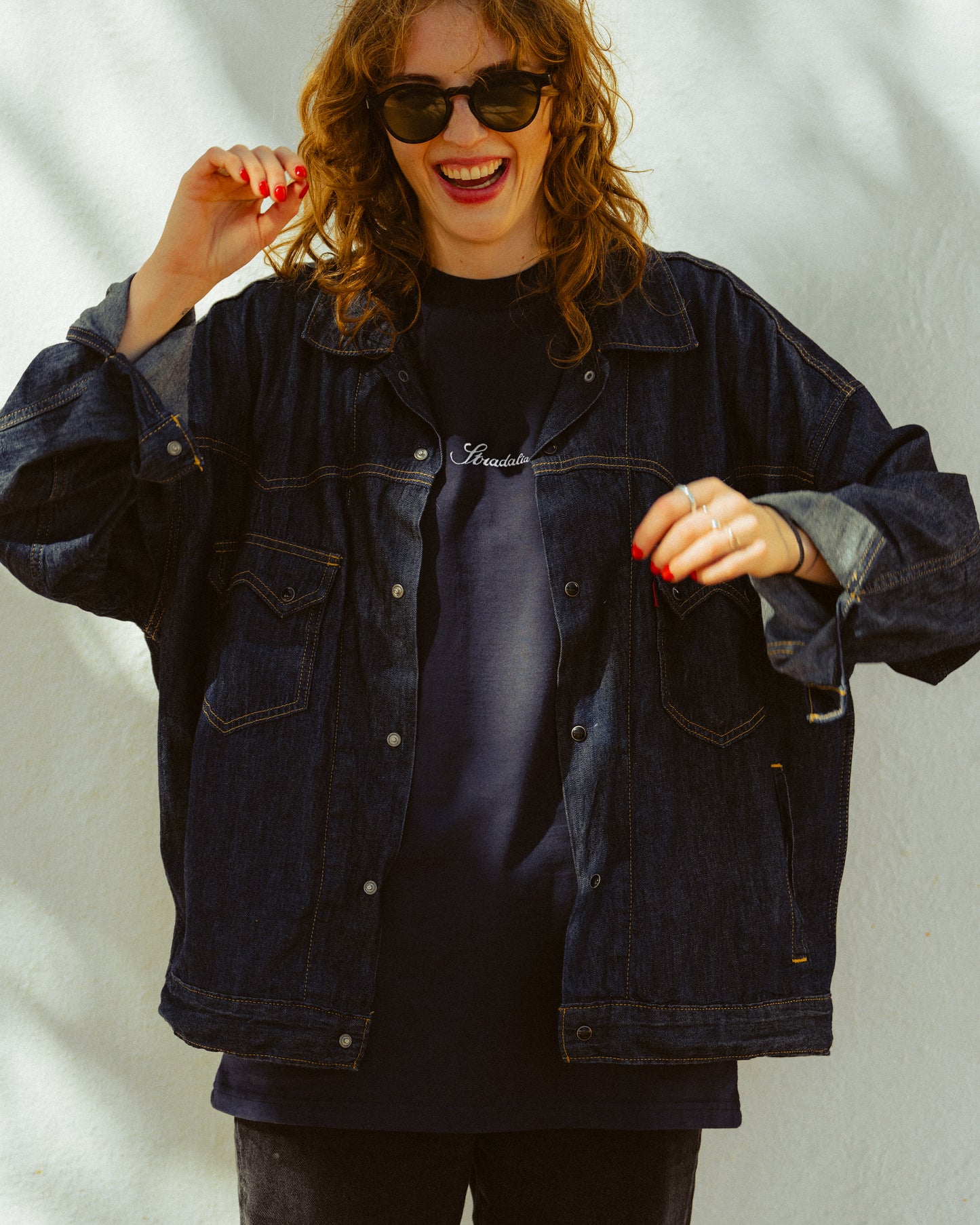Script Logo Navy Embroidered Tee