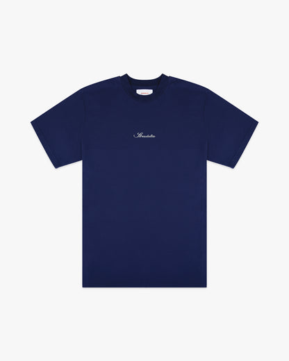 Script Logo Navy Embroidered Tee