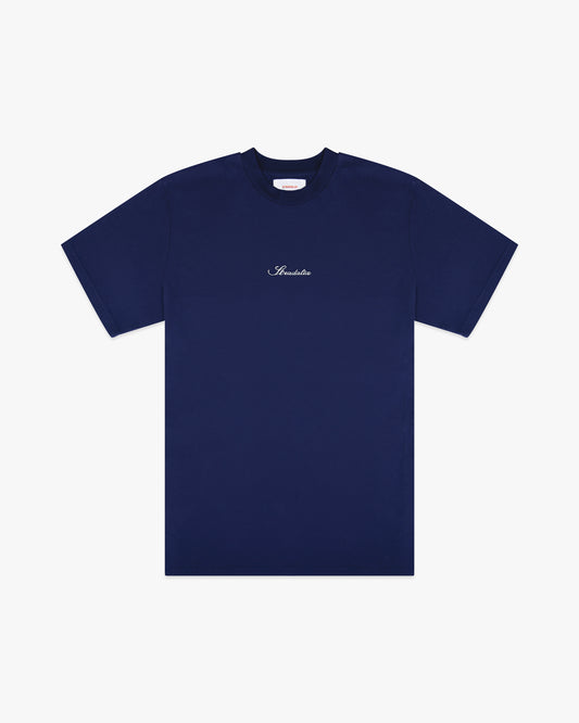 Script Logo Navy Embroidered Tee