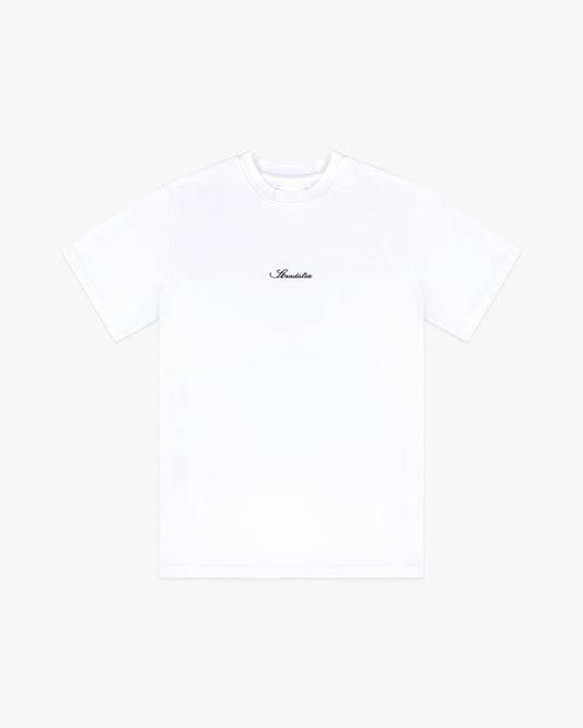 Script Logo White Embroidered Tee