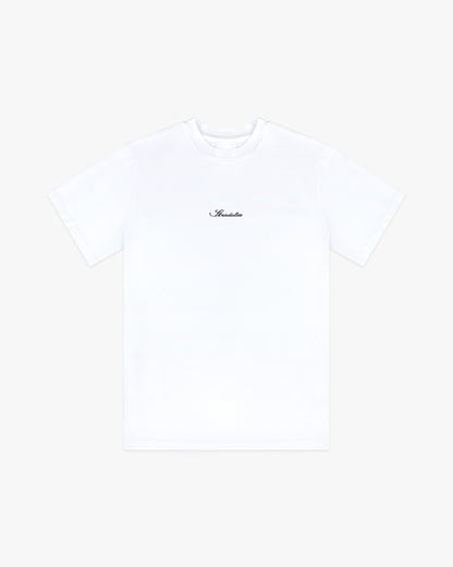 Script Logo White Embroidered Tee