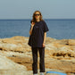 Script Logo Navy Embroidered Tee