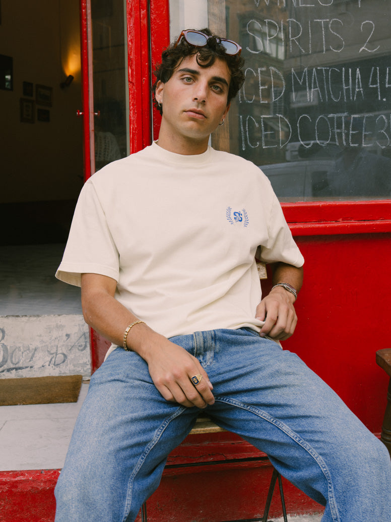 Spark Plug Monogram Ecru Tee