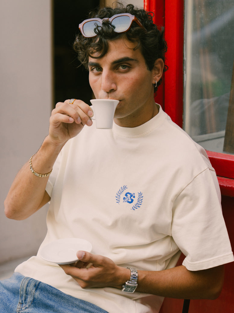 Spark Plug Monogram Ecru Tee