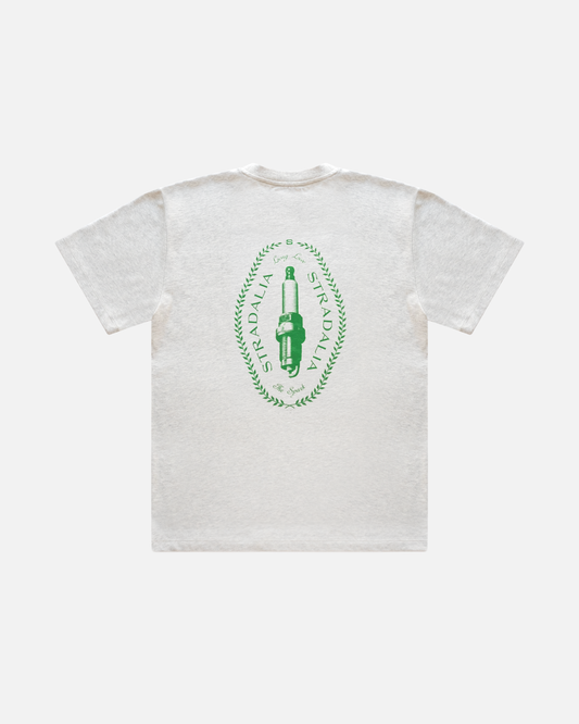 Halftone Spark Plug Grey Tee