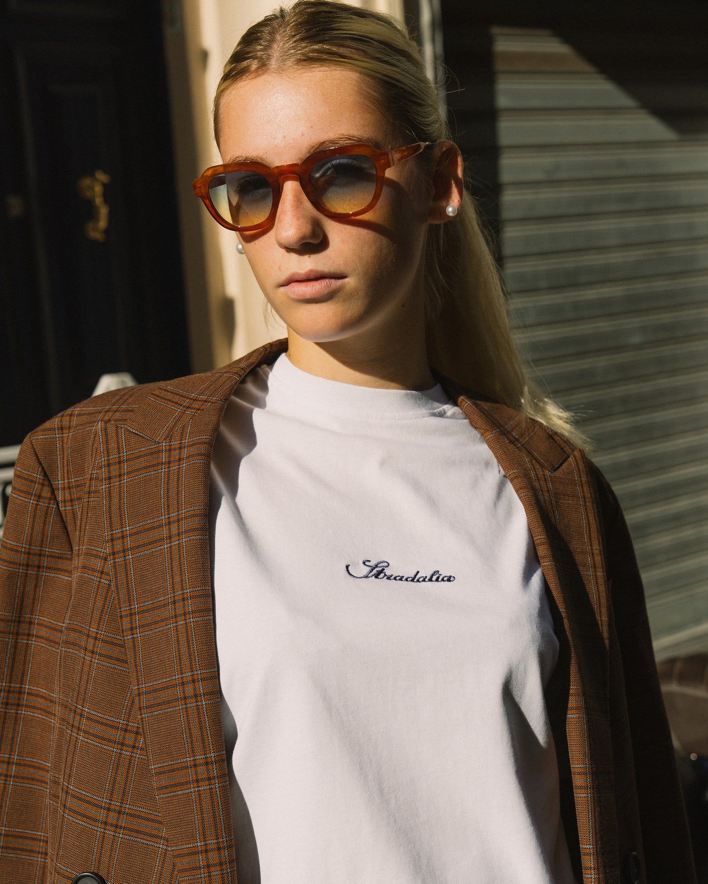 Script Logo White Embroidered Tee