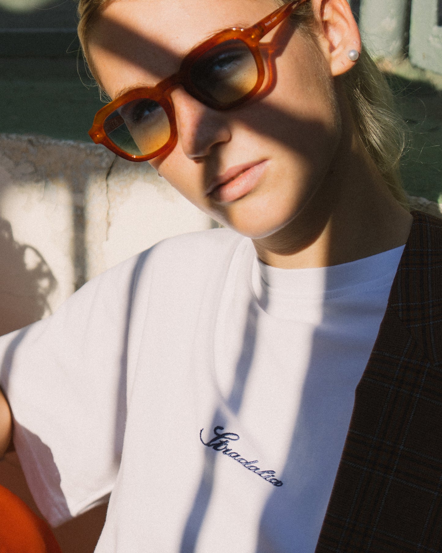 Script Logo White Embroidered Tee