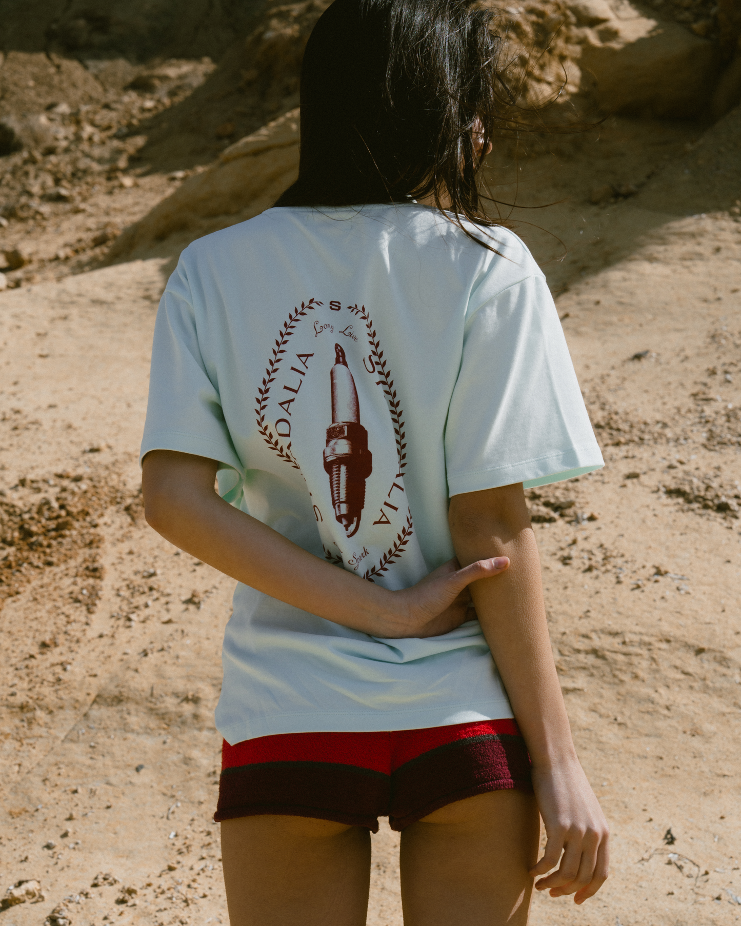 Halftone Spark Plug Aqua Tee