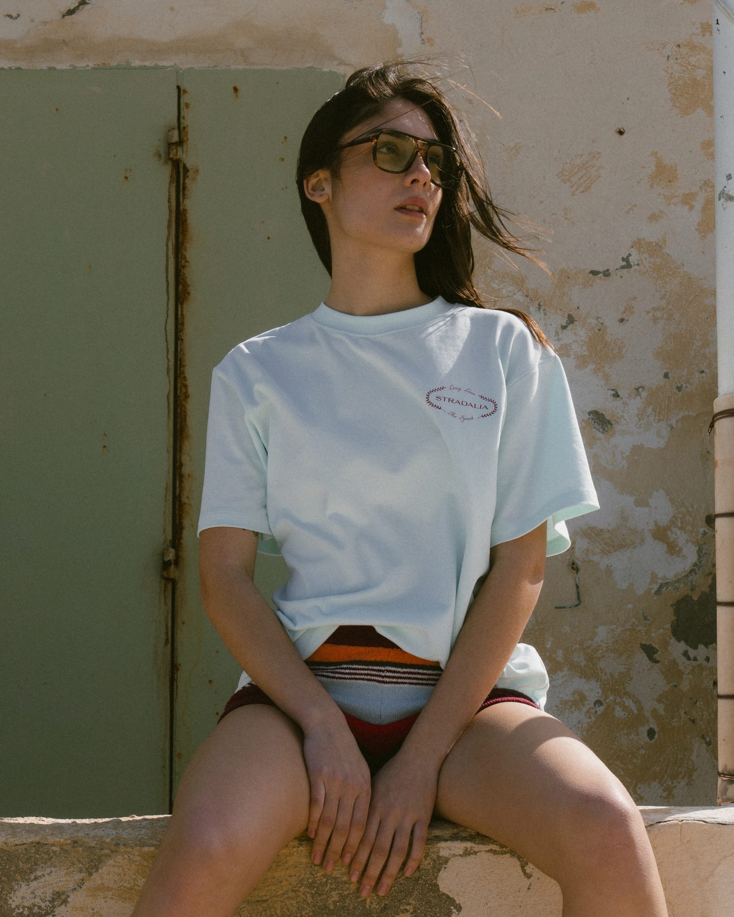 Halftone Spark Plug Aqua Tee