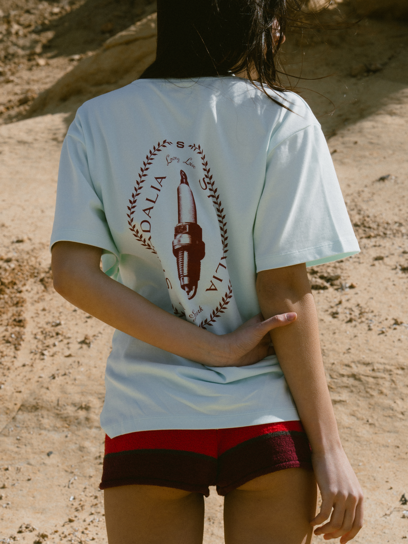 Halftone Spark Plug Aqua Tee