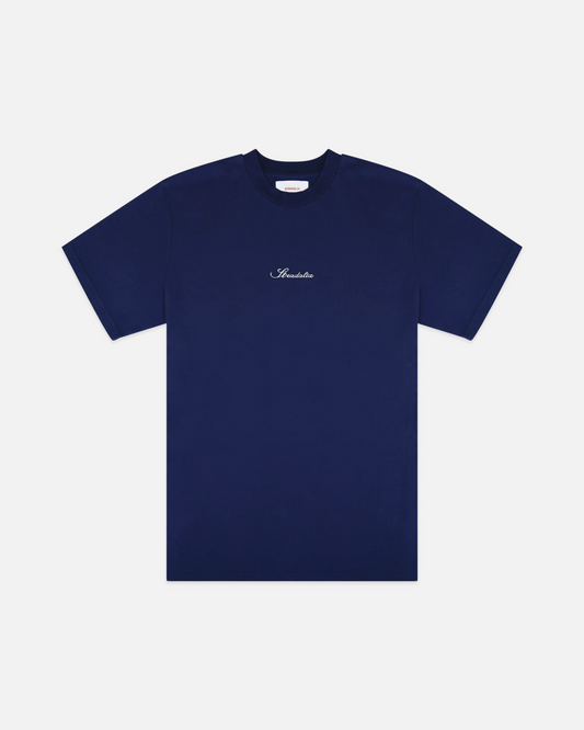 Script Logo Navy Embroidered Tee
