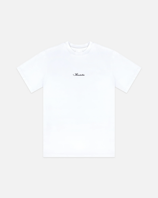Script Logo White Embroidered Tee